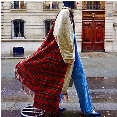 Vetements 베트멍 리버서블 체크 스카프 트렌치 코트