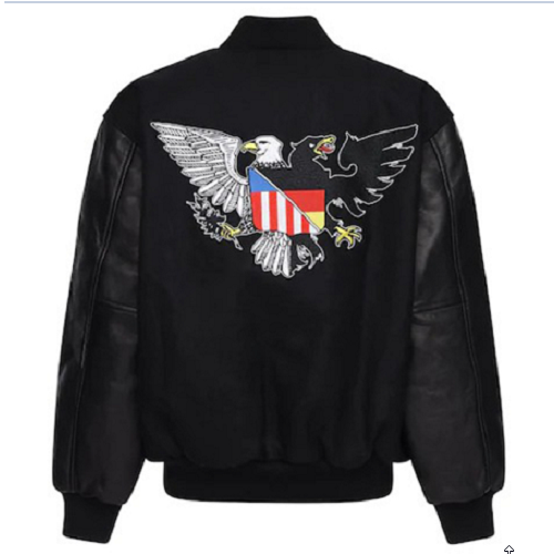 베트멍 로고 엠브로이드 컬리지 봄버 자켓