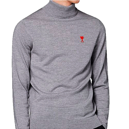 AMI 하트로고 메리노 터들넥 스웨터