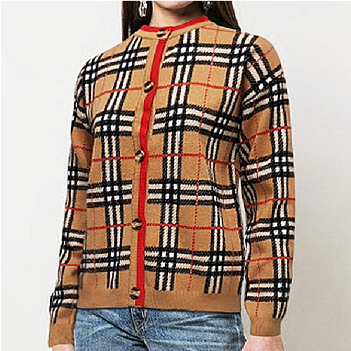 버*리 레드라인 체크가디건