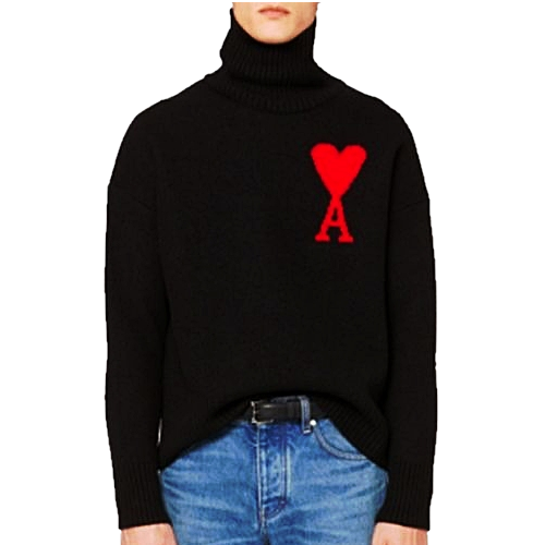 AMI 빅하트 로고 안타르시아 터틀넥 니트