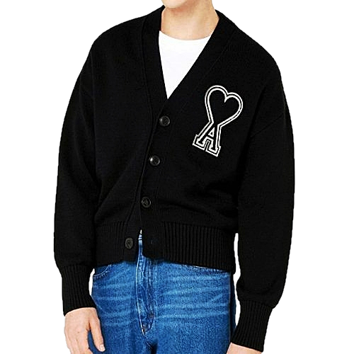 아미 AMI 인타르시아 빅하트 로고 가디건