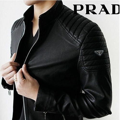 프라다 PRADA 엠보숄더 라이더자켓