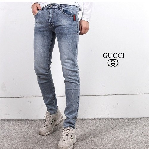 구찌 포켓 띠 워싱 슬림 데님팬츠