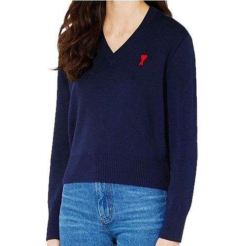 아미 AMI 드 꾀흐 체인 하트 브이넥 니트 (woman)