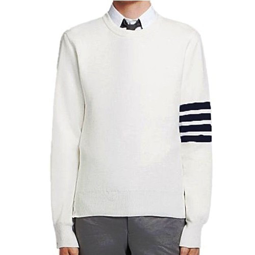 THOM BROWNE 밀라노 스티치 4-바 크루넥 스웨터