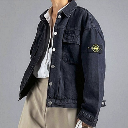 스톤아일*드 STONE ISLAND 심플 블랙 데님 자켓