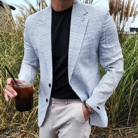 구* GUCCI 투스체크 시어서커 캐주얼 자켓