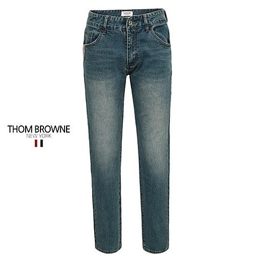 톰브라운 THOM BROWNE 블랙패치 슬림진 데님