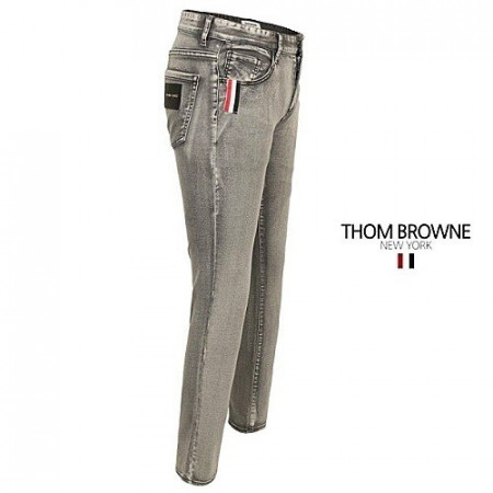 톰브라운 THOM BROWNE 메탈로고 워싱 그레이 슬림진