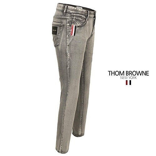 톰브라운 THOM BROWNE 메탈로고 워싱 그레이 슬림진