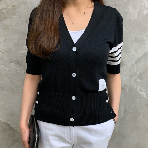 톰브라운 사선 반팔 가디건