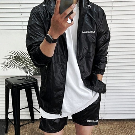 발렌시*가 BALENCIAGA 투웨이 후드 반바지 셋업 SET