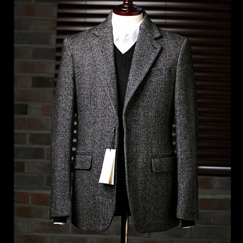 GUCCI 프리미엄 보카시 헤링본 블랙 자켓