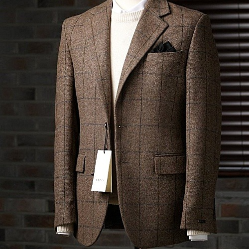 구* GUCCI 체크 울블레이저 자켓