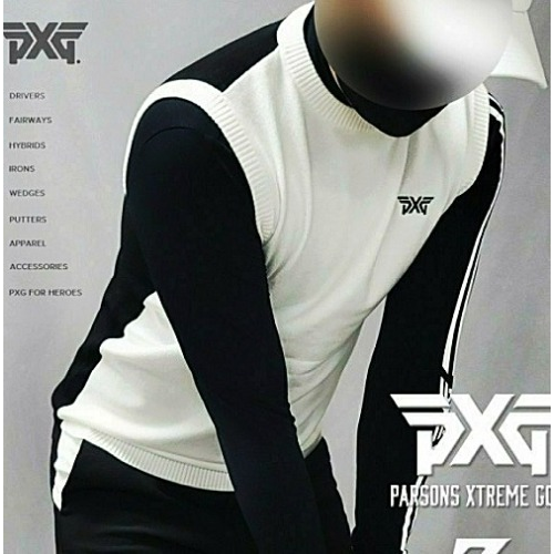 (국내배송) PXG GOLF 배색 자수 니트 베스트