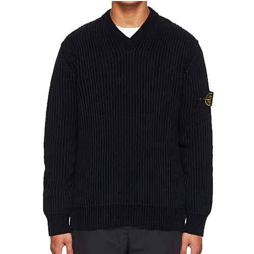 STONE ISLAND 베이직 골지 브이넥 니트 (3color)