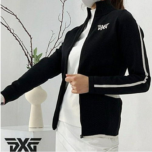 (국내배송) PXG 원라인 콤비 니트 집업