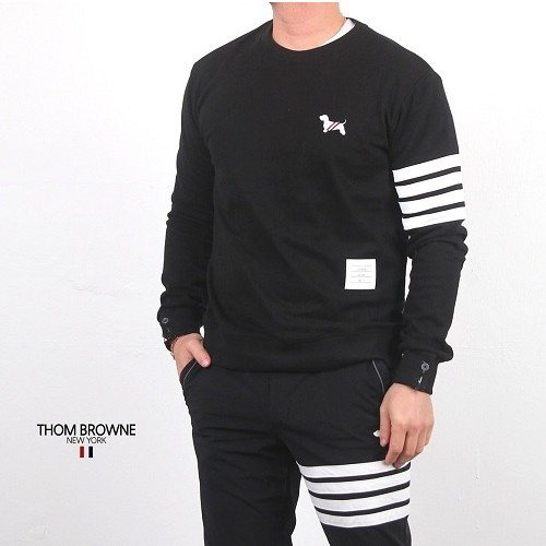 톰 브라운 완장 4-바 강아지맨투맨 - 블랙