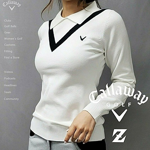 (국내배송) Callaway V라인 카라 니트 티셔츠