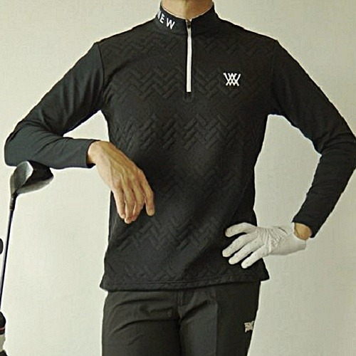 (국내배송) 어뉴 ANEW 하프넥 로고 집업 티셔츠