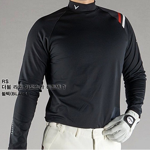 (국내배송) CALLAWAY 더블 라인 기모스판 하프넥 T