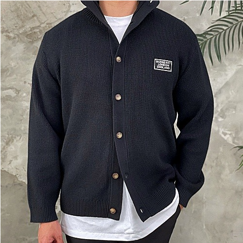 버*리 로고아플리케 하이넥 가디건