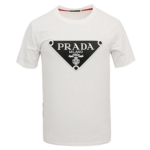 프*다 PRADA 가죽 트라이앵글 로고 엠보 티셔츠