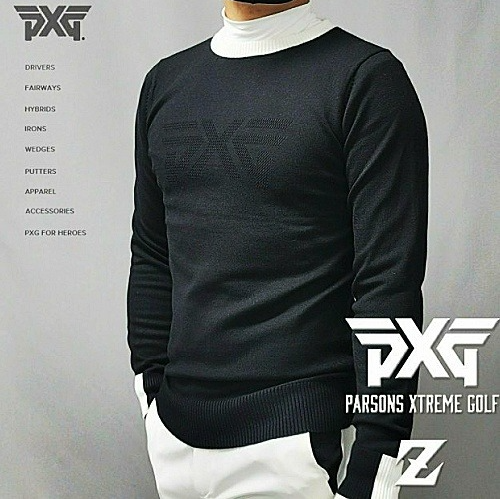 (국내배송) PXG GOLF 펀칭 빅로고 라운드 니트