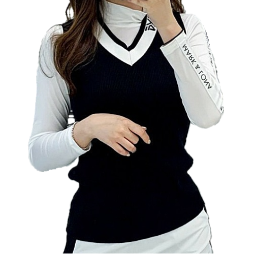 (국내배송) PXG GOLF 배색 V라인 필드 니트 베스트