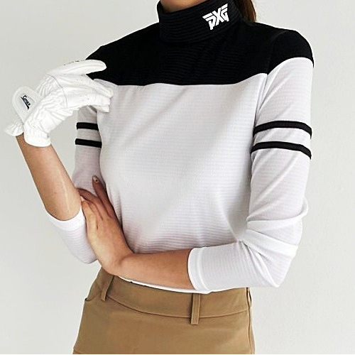 (국내배송) P*G GOLF 자가드 배색 롱슬리브