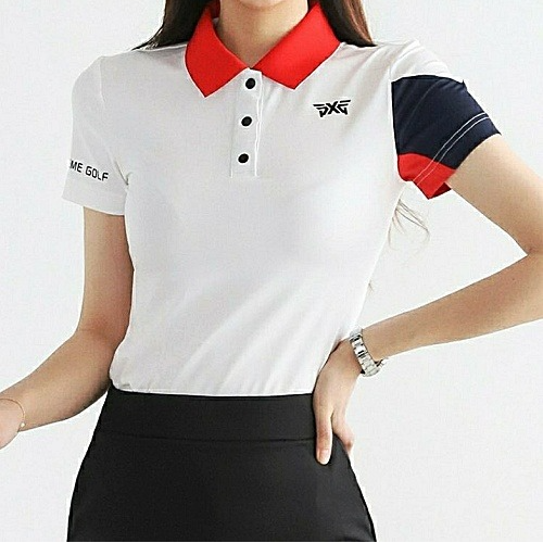 (국내배송) P*G GOLF WOMEN'S 컬러 블럭 숏 슬리브 티셔츠