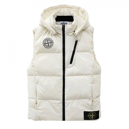 스톤아일*드 컴파스로고 사선지퍼 후드패딩