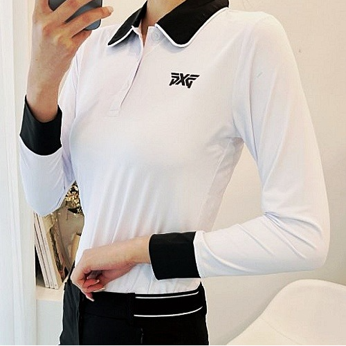 (국내배송) P*G GOLF 라인 배색 카라 티셔츠