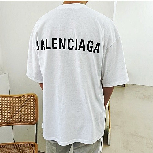 발렌시*가 BALENCIAGA 백로고 오버핏 크루넥 티셔츠