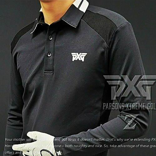 (국내배송) P*G GOLF 매쉬 배색 카라 티셔츠