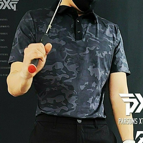 (국내배송) P*G GOLF 카모 텐션 다크니스 카라 티셔츠