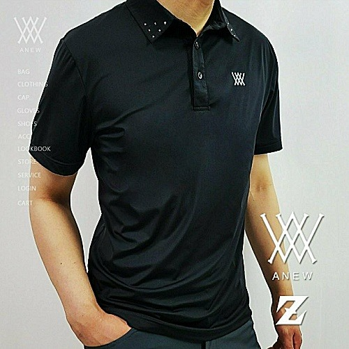 (국내배송) 어* ANEW GOLF 시그니처 리벳찡 카라 티셔츠
