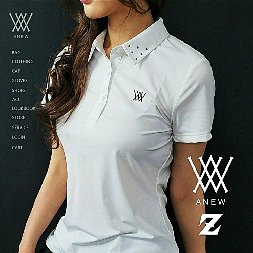 (국내배송) 어* ANEW GOLF 시그니처 리벳찡 카라 티셔츠