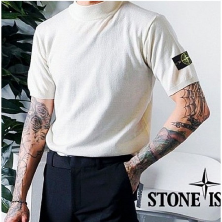 스톤아일*드 STONE ISLAND 하프폴라 숏슬리브 니트