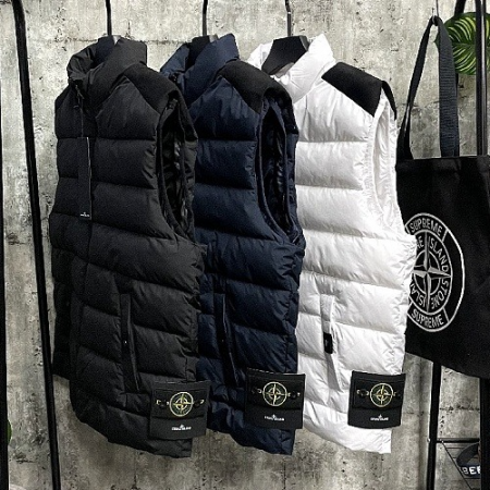 스톤아일*드 배색 오리털 패딩조끼