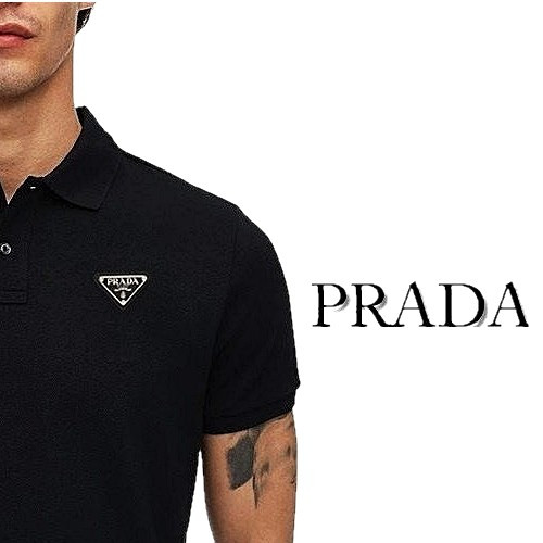 프*다 PRADA 백 루버로고 카라 티셔츠