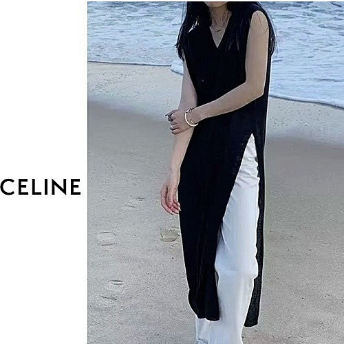 셀린느 CELINE 브이 롱 트임 니트