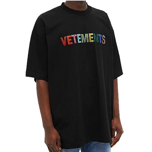 베*멍 VETEMENTS 멀티 크리스탈 스톤 실켓 오버 티셔츠