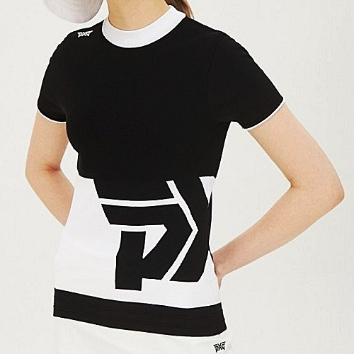 (국내배송) P*G GOLF FOR WOMEN 빅로고 라운드 반팔 니트